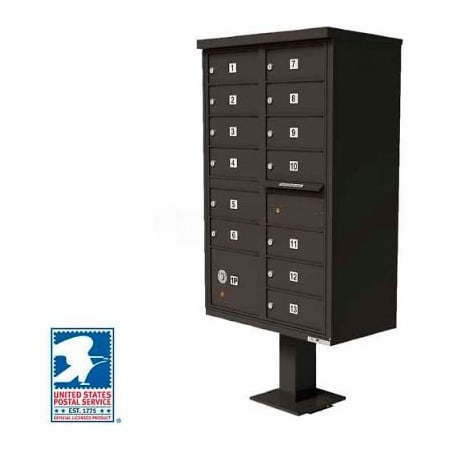 Florence Mfg Co Vital Cluster Box Unit, 13 Mailboxes, 1 Parcel Locker, Dark Bronze 1570-13DBAF